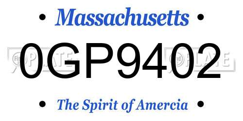 0GP9402 Massachusetts License Plate
