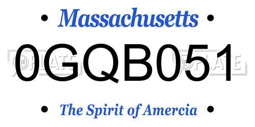 0GQB051 Massachusetts License Plate
