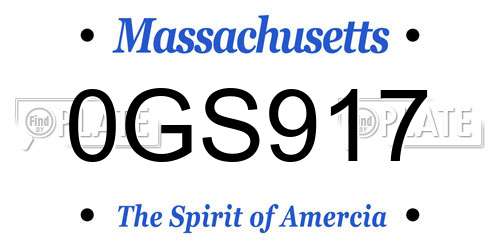 0GS917 Massachusetts License Plate