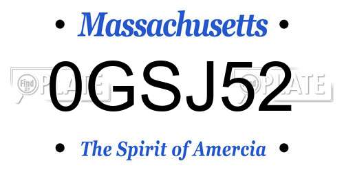 0GSJ52 Massachusetts License Plate