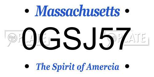 0GSJ57 Massachusetts License Plate