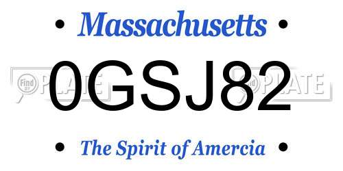 0GSJ82 Massachusetts License Plate
