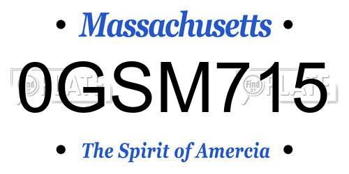 0GSM715 Massachusetts License Plate