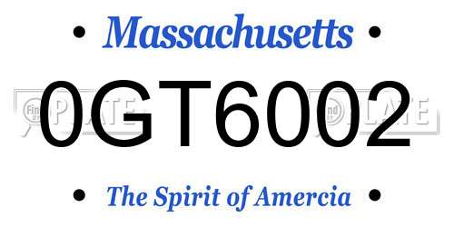0GT6002 Massachusetts License Plate