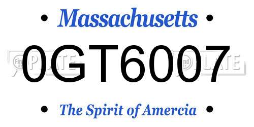 0GT6007 Massachusetts License Plate