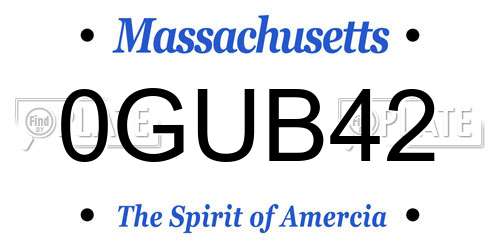 0GUB42 Massachusetts License Plate