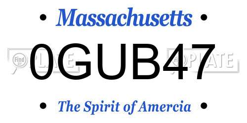 0GUB47 Massachusetts License Plate