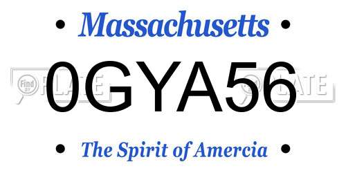0GYA56 Massachusetts License Plate
