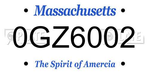 0GZ6002 Massachusetts License Plate