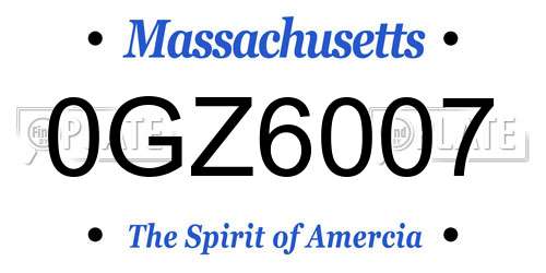 0GZ6007 Massachusetts License Plate