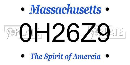 0H26Z9 Massachusetts License Plate