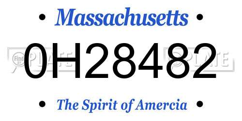 0H28482 Massachusetts License Plate