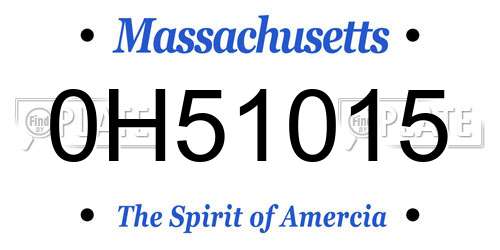 0H51015 Massachusetts License Plate