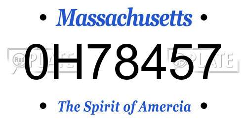 0H78457 Massachusetts License Plate