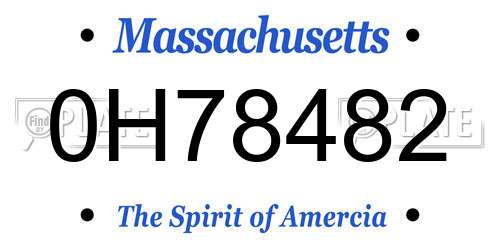 0H78482 Massachusetts License Plate