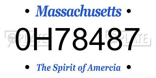 0H78487 Massachusetts License Plate