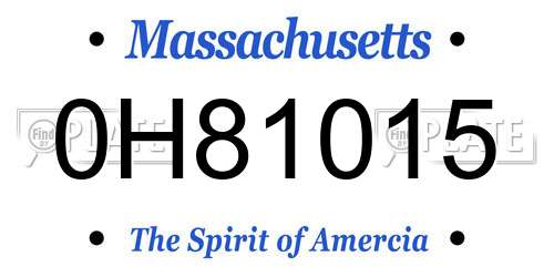 0H81015 Massachusetts License Plate