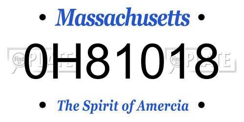 0H81018 Massachusetts License Plate