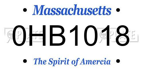 0HB1018 Massachusetts License Plate