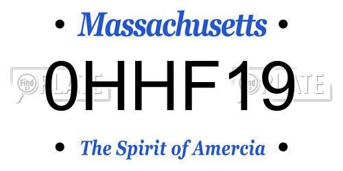0HHF19 Massachusetts License Plate