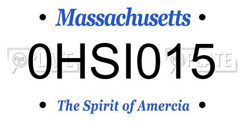 0HSI015 Massachusetts License Plate