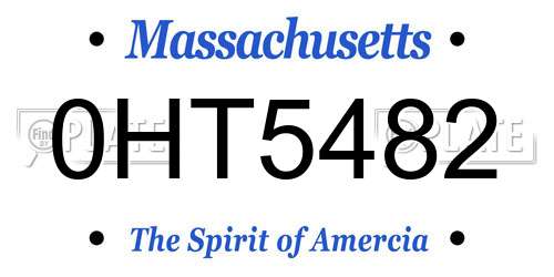 0HT5482 Massachusetts License Plate