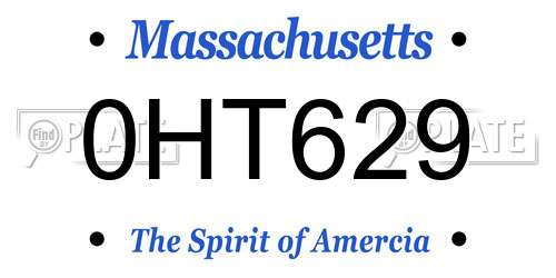 0HT629 Massachusetts License Plate
