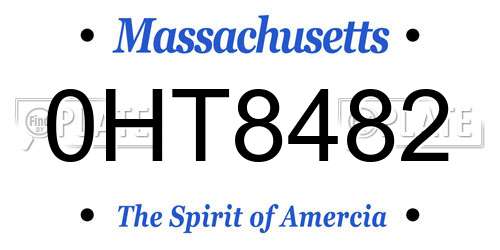 0HT8482 Massachusetts License Plate