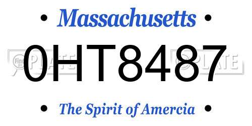 0HT8487 Massachusetts License Plate