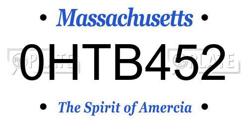 0HTB452 Massachusetts License Plate