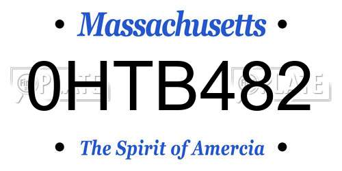 0HTB482 Massachusetts License Plate