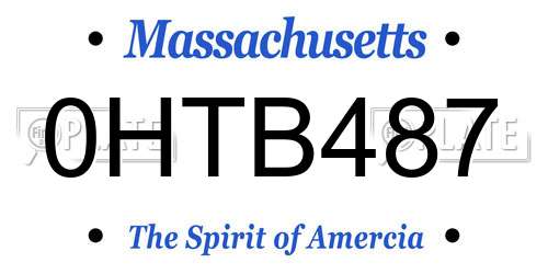 0HTB487 Massachusetts License Plate