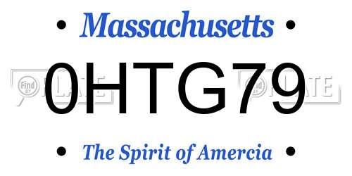 0HTG79 Massachusetts License Plate
