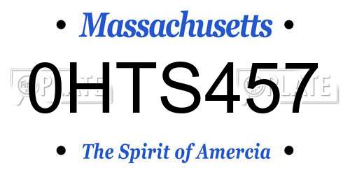 0HTS457 Massachusetts License Plate