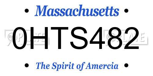 0HTS482 Massachusetts License Plate