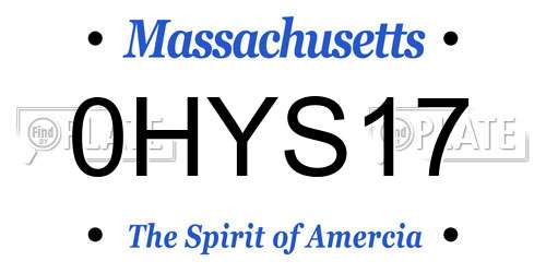 0HYS17 Massachusetts License Plate