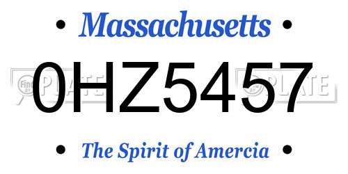 0HZ5457 Massachusetts License Plate