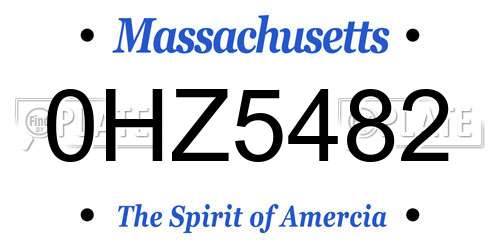 0HZ5482 Massachusetts License Plate
