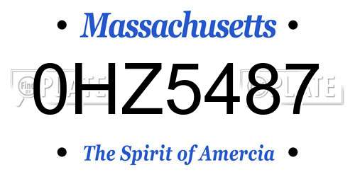 0HZ5487 Massachusetts License Plate