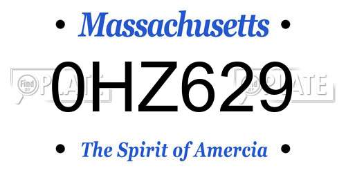 0HZ629 Massachusetts License Plate