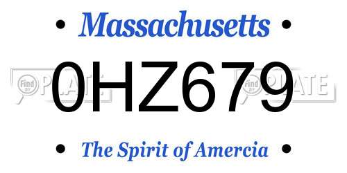 0HZ679 Massachusetts License Plate