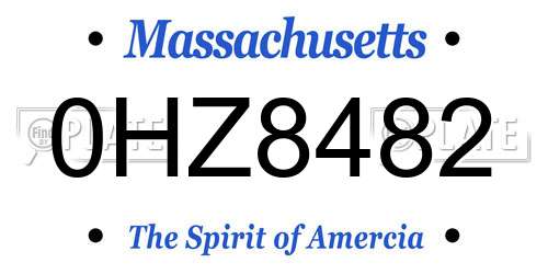 0HZ8482 Massachusetts License Plate