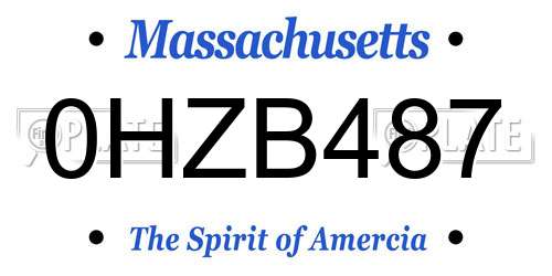 0HZB487 Massachusetts License Plate