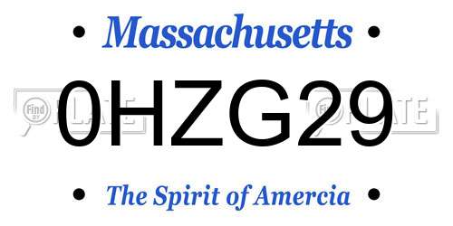 0HZG29 Massachusetts License Plate