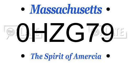 0HZG79 Massachusetts License Plate