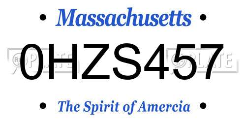 0HZS457 Massachusetts License Plate