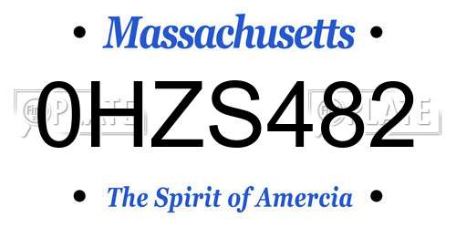 0HZS482 Massachusetts License Plate
