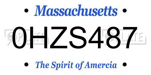 0HZS487 Massachusetts License Plate