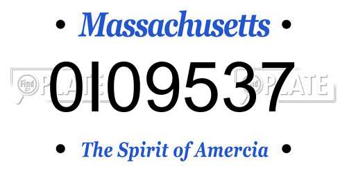 0I09537 Massachusetts License Plate