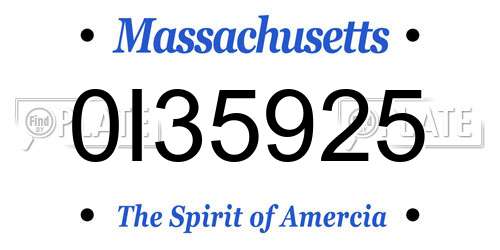 0I35925 Massachusetts License Plate